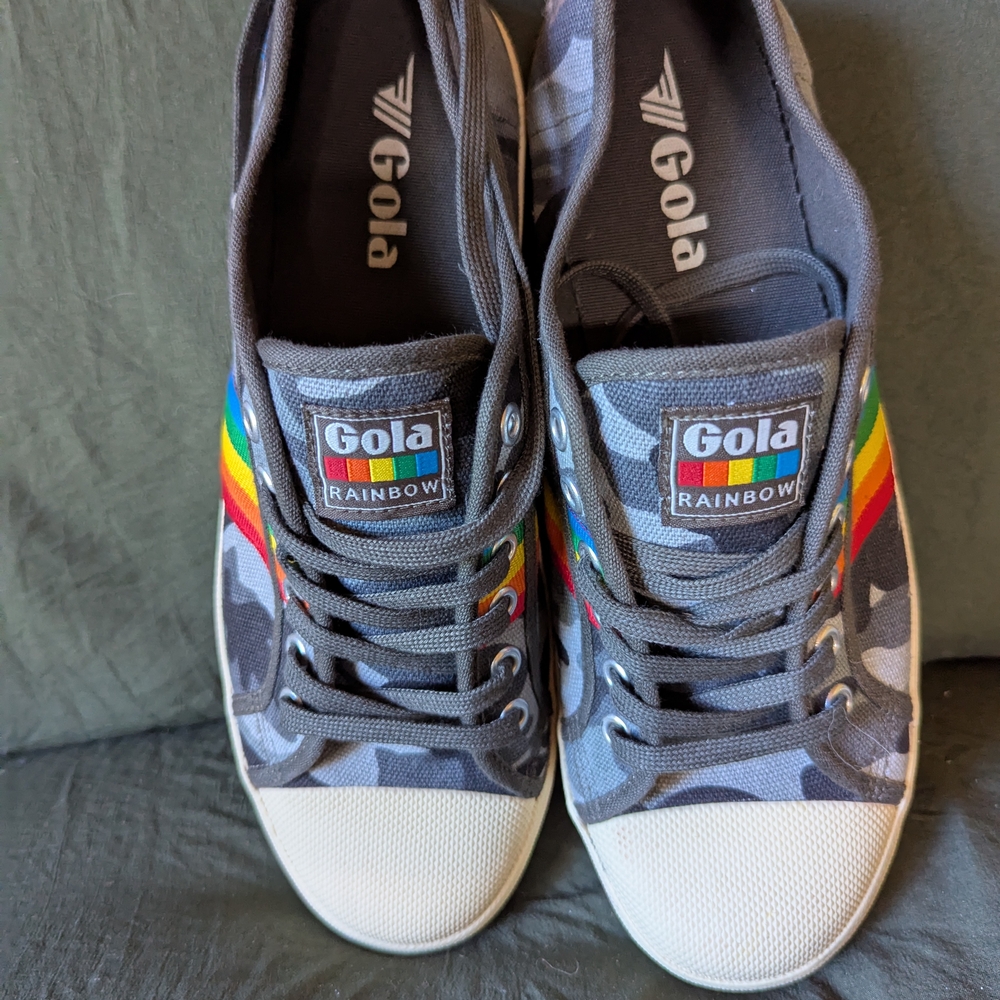 Gola Gray Sneakers with Rainbow Stripes